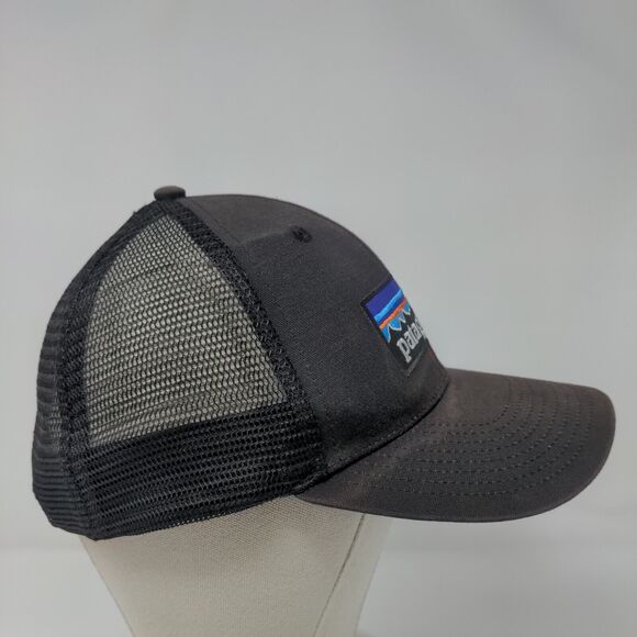 Patagonia P-6 Snapback Trucker Hat Black OSFA Mesh Back Solid Netplus - Picture 4 of 9